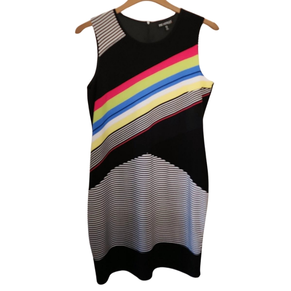 Pre-loved Plus-size XXL Picadilly Sleeveless Black & Colored Diagonal Stripes